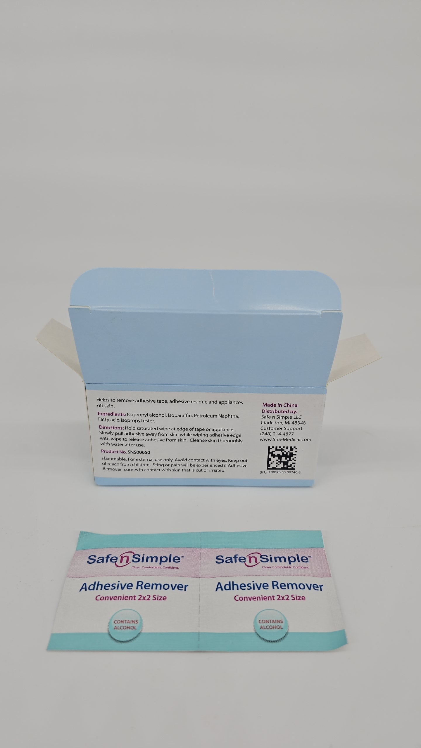 Safe N Simple Alcohol Based Adhesive Remover Wipes