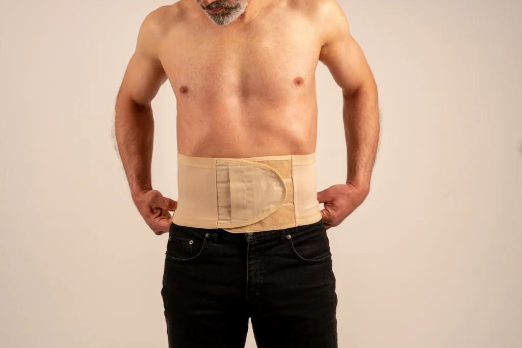 Ostomy hernia support belt worn for parastomal hernia support