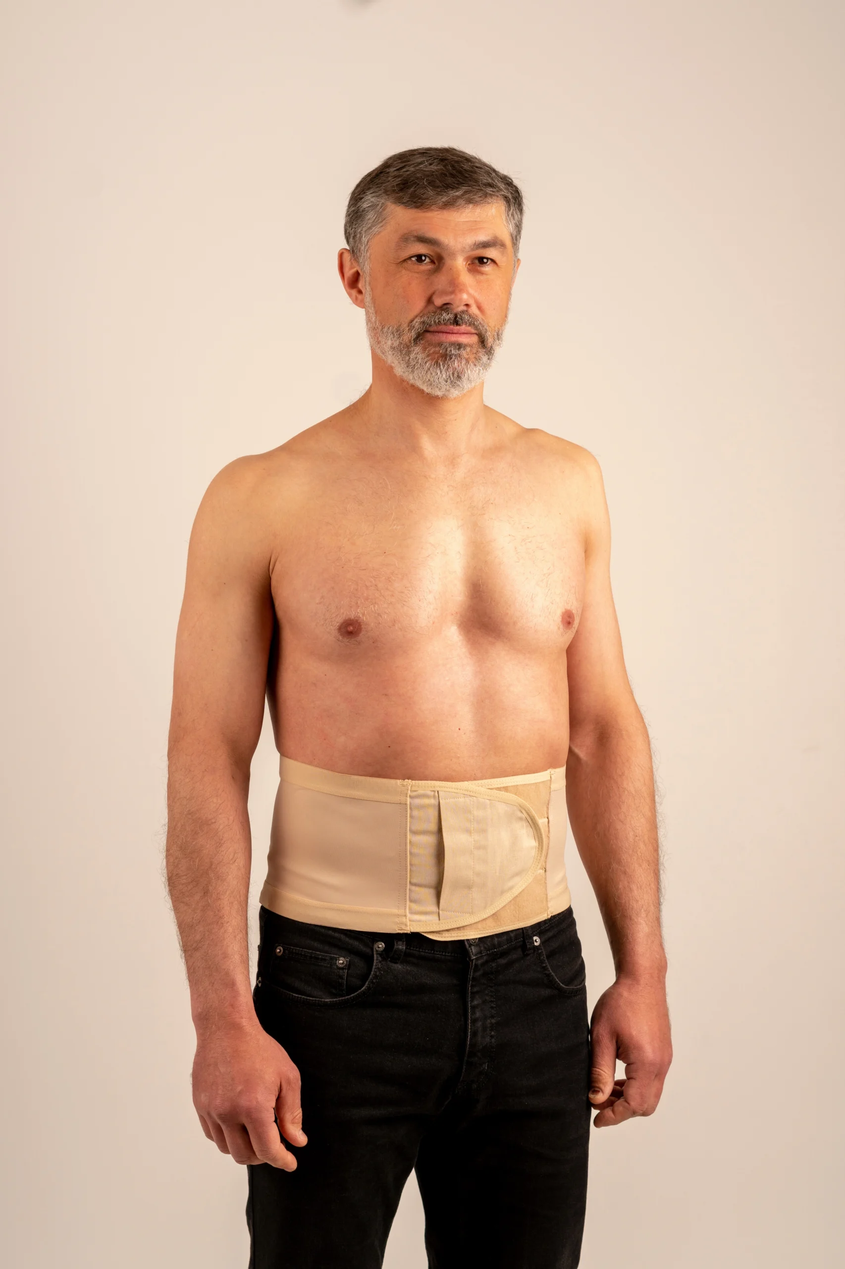 Beige ostomy hernia support belt