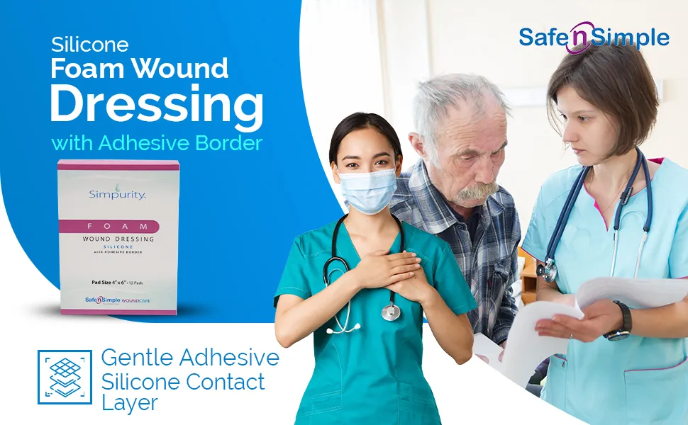 Silicone Foam With Border Wound Dressing