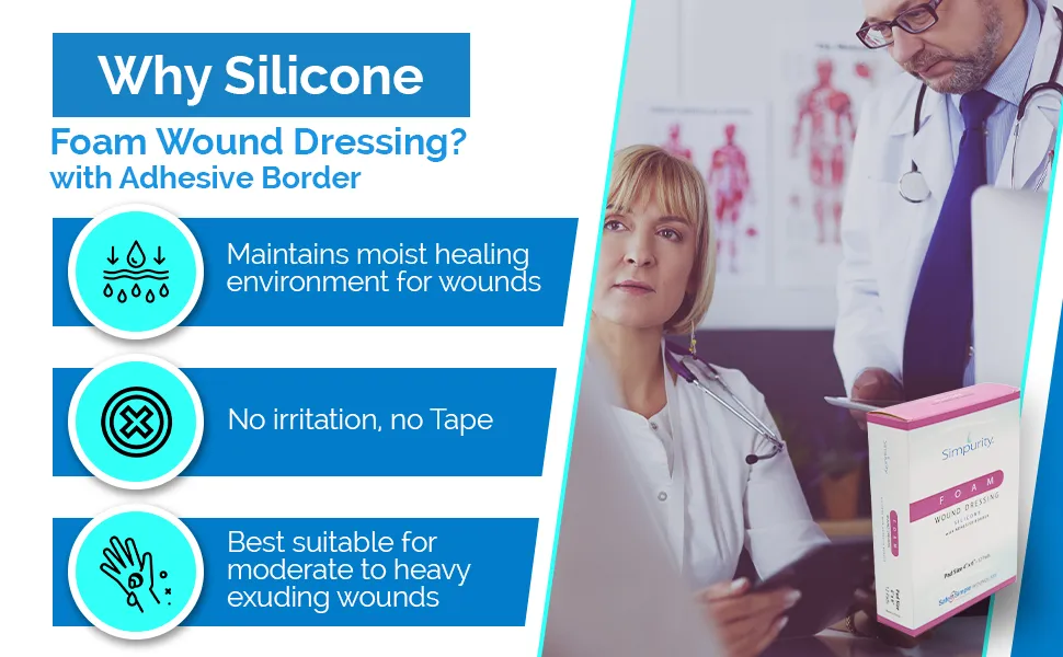 Silicone Foam With Border Wound Dressing