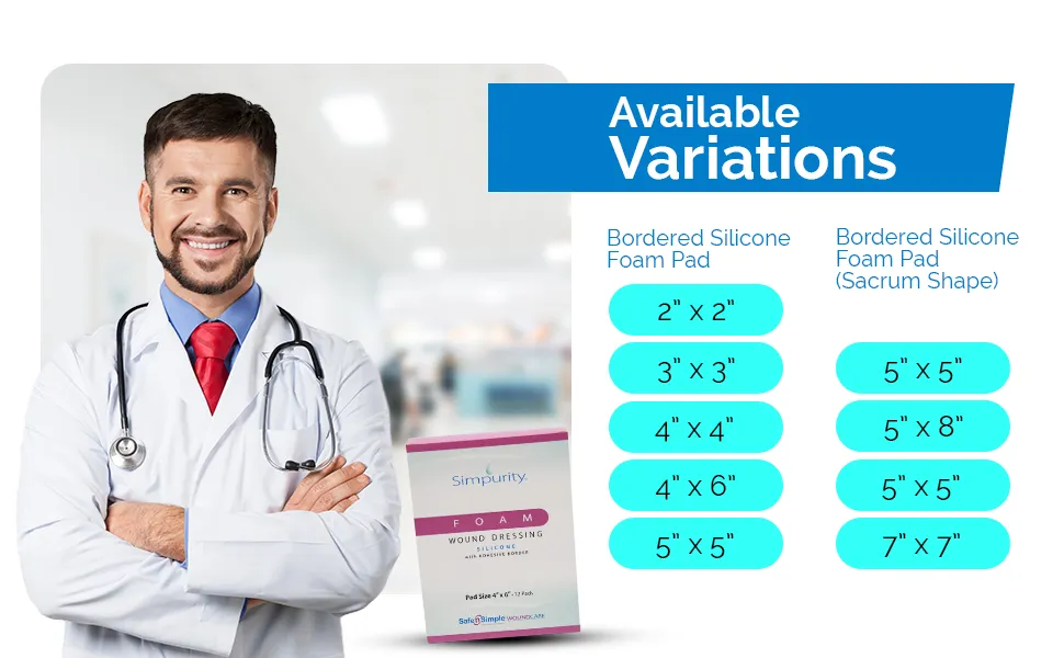 Silicone Foam With Border Wound Dressing