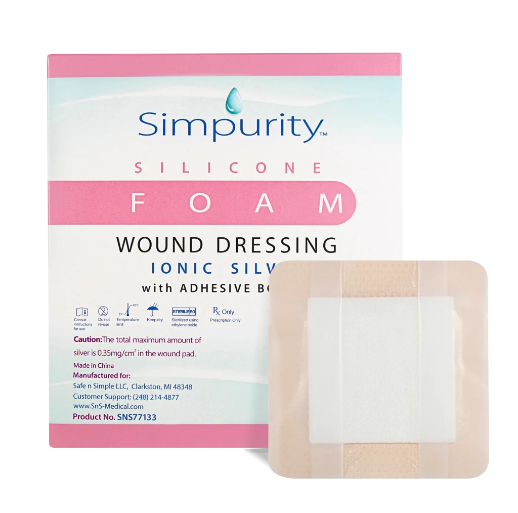 Foam Silicone Ionic Silver with adhesive border
