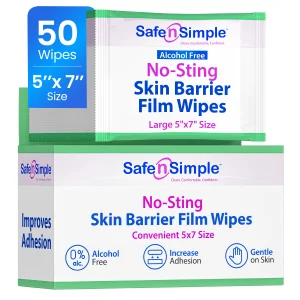 No-Sting Skin Barrier Film – 5" x 7" 50 Wipes